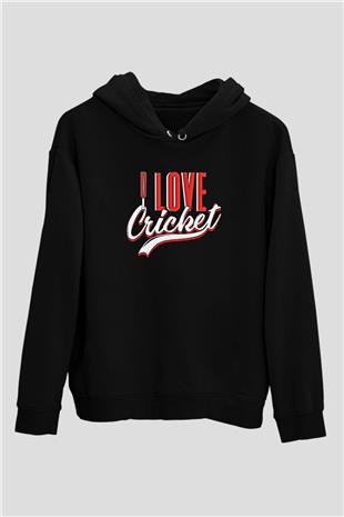 Kriket - Cricket Baskılı Unisex Siyah Hoodie