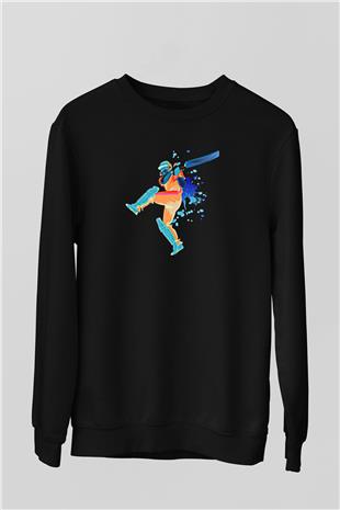 Kriket - Cricket Baskılı Unisex Siyah Sweatshirt