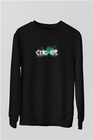 Kriket - Cricket Baskılı Unisex Siyah Sweatshirt