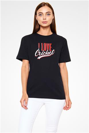 Kriket - Cricket Baskılı Unisex Siyah Tişört - Tshirt