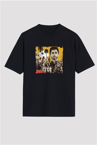 KSHMR Baskılı Unisex Oversize Siyah Tişört