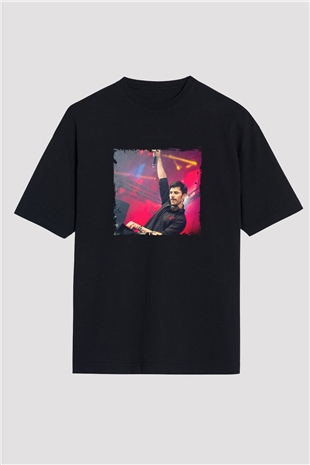 KSHMR Baskılı Unisex Oversize Siyah Tişört
