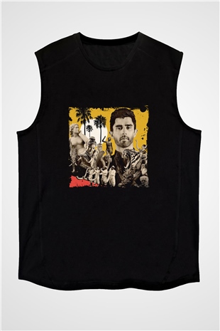KSHMR Baskılı Unisex Siyah Kolsuz Tişört