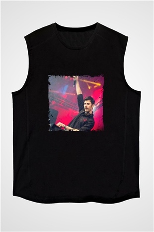 KSHMR Baskılı Unisex Siyah Kolsuz Tişört