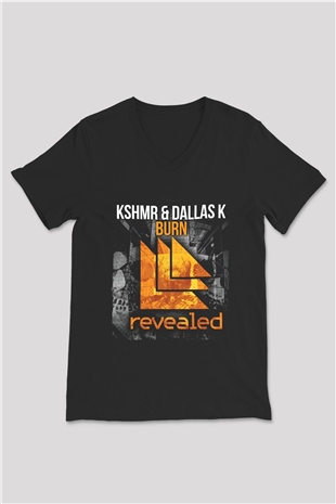 KSHMR Siyah Unisex V Yaka Tişört