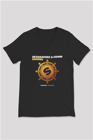 KSHMR Siyah Unisex V Yaka Tişört