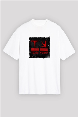 KSHMRBaskılı Beyaz Oversize Tişört
