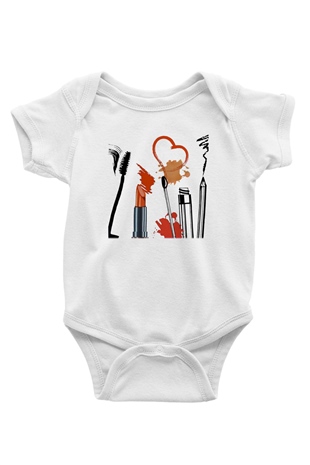 Kuaför Baskılı Beyaz Unisex Bebek Body - Zıbın