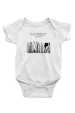 Kuaför Baskılı Beyaz Unisex Bebek Body - Zıbın