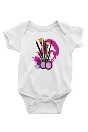 Kuaför Baskılı Beyaz Unisex Bebek Body - Zıbın