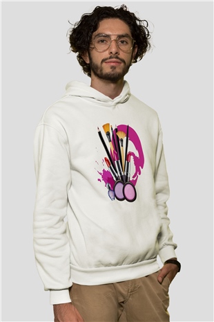 Kuaför Beyaz Unisex Kapşonlu Sweatshirt