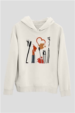 Kuaför Beyaz Unisex Kapşonlu Sweatshirt