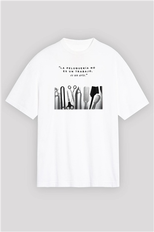 Kuaför Beyaz Unisex Oversize Tişört T-Shirt
