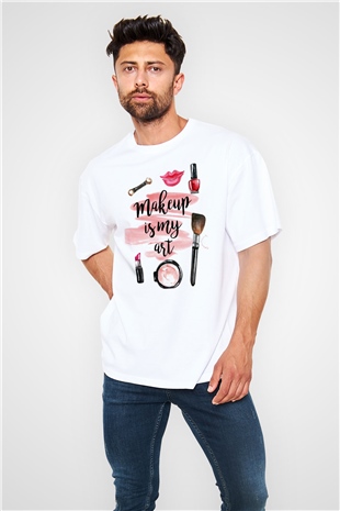 Kuaför Beyaz Unisex Oversize Tişört T-Shirt