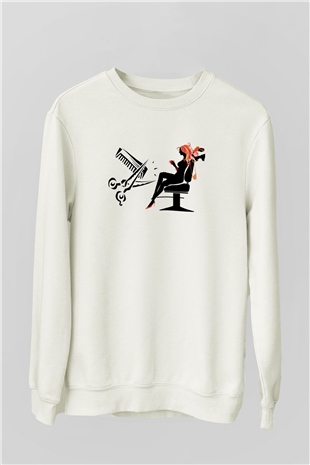 Kuaför Beyaz Unisex Sweatshirt