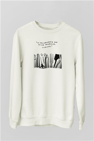 Kuaför Beyaz Unisex Sweatshirt
