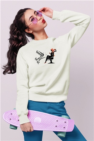 Kuaför Beyaz Unisex Sweatshirt