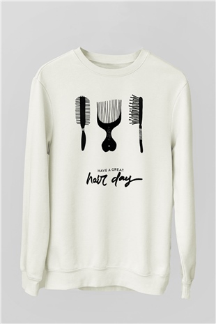 Kuaför Beyaz Unisex Sweatshirt