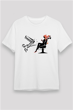 Kuaför Beyaz Unisex Tişört T-Shirt - TişörtFabrikası