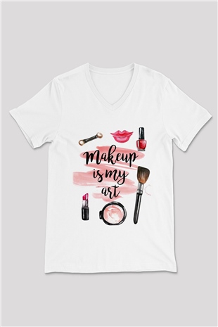Kuaför Beyaz Unisex V Yaka Tişört T-Shirt