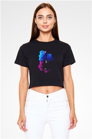Kuaför Siyah Crop Top Tişört