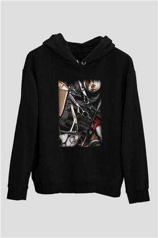 Kuaför Siyah Unisex Kapşonlu Sweatshirt