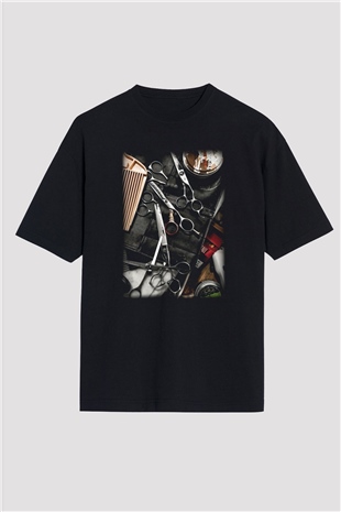Kuaför Siyah Unisex Oversize Tişört T-Shirt