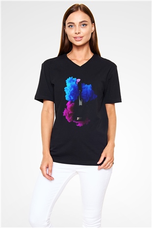 Kuaför Siyah Unisex V Yaka Tişört T-Shirt
