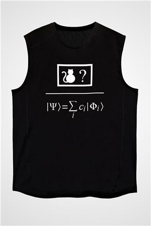 Kuantum Süper Pozisyon Baskılı Unisex Kolsuz Siyah Tişört - Tshirt
