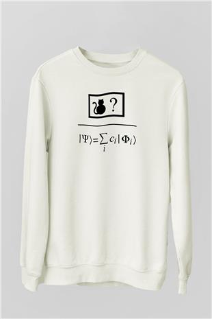 Kuantum Süper Pozisyon Baskılı Unisex Ekru Sweatshirt
