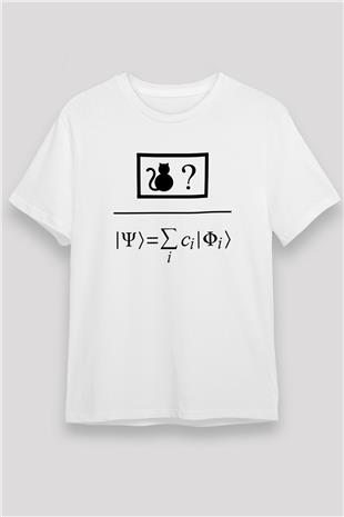 Kuantum Süper Pozisyon Baskılı Unisex Beyaz Tişört - Tshirt