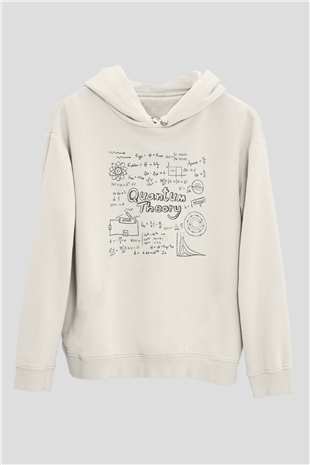 Kuantum Teorisi Enerji Formülleri Baskılı Unisex Beyaz Hoodie