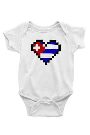 Küba Baskılı Beyaz Unisex Bebek Body - Zıbın