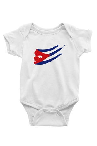 Küba Baskılı Beyaz Unisex Bebek Body - Zıbın