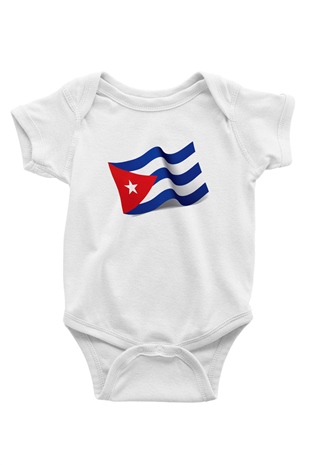 Küba Baskılı Beyaz Unisex Bebek Body - Zıbın