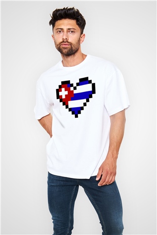 Küba Beyaz Unisex Oversize Tişört T-Shirt