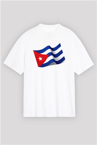 Küba Beyaz Unisex Oversize Tişört T-Shirt