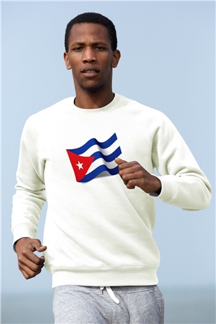 Küba Beyaz Unisex Sweatshirt