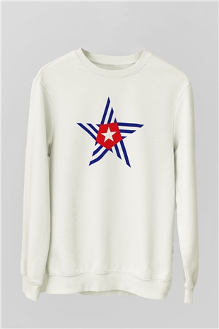 Küba Beyaz Unisex Sweatshirt
