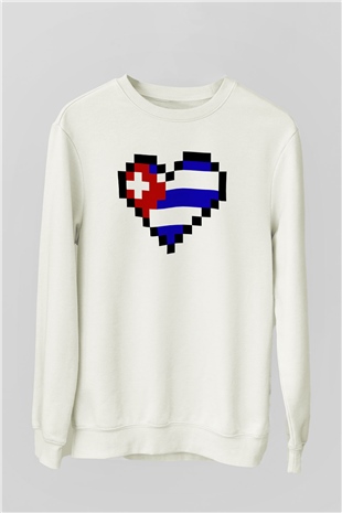 Küba Beyaz Unisex Sweatshirt