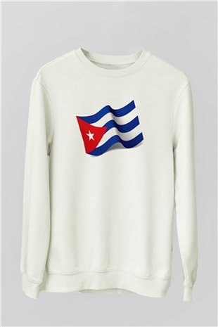 Küba Beyaz Unisex Sweatshirt
