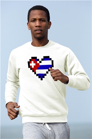 Küba Beyaz Unisex Sweatshirt