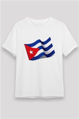Küba Beyaz Unisex Tişört T-Shirt - TişörtFabrikası