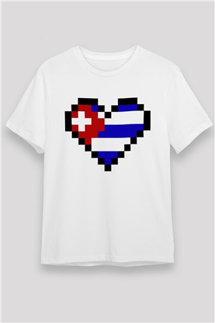 Küba Beyaz Unisex Tişört T-Shirt - TişörtFabrikası