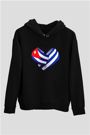 Küba Siyah Unisex Hoodie