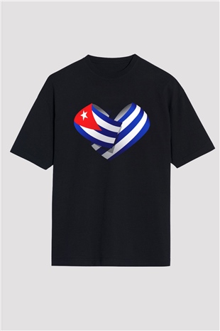Küba Siyah Unisex Oversize Tişört T-Shirt