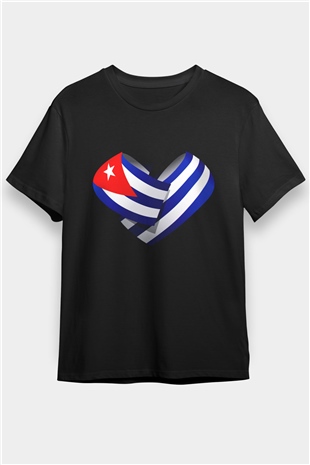 Küba Siyah Unisex Tişört T-Shirt - TişörtFabrikası