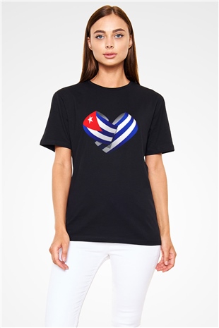 Küba Siyah Unisex Tişört T-Shirt - TişörtFabrikası