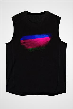 Kuban Halk Cumhuriyeti Bayrağı Baskılı Unisex Siyah Kolsuz Tişört