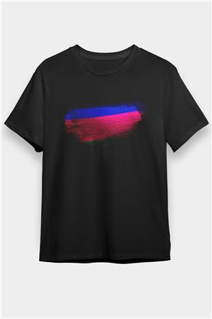 Kuban Halk Cumhuriyeti Bayrağı Baskılı Unisex Siyah Tişört